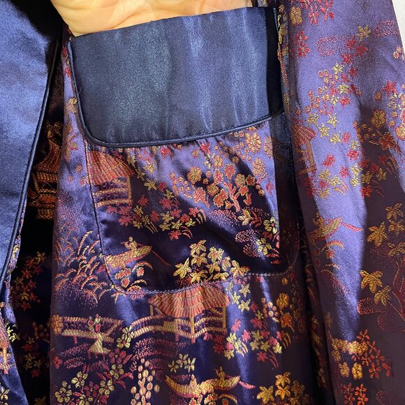 Vintage Solz Squirrel Men's 46 Robe Violet Red Gold *Missing Sash - Picture 9 of 11